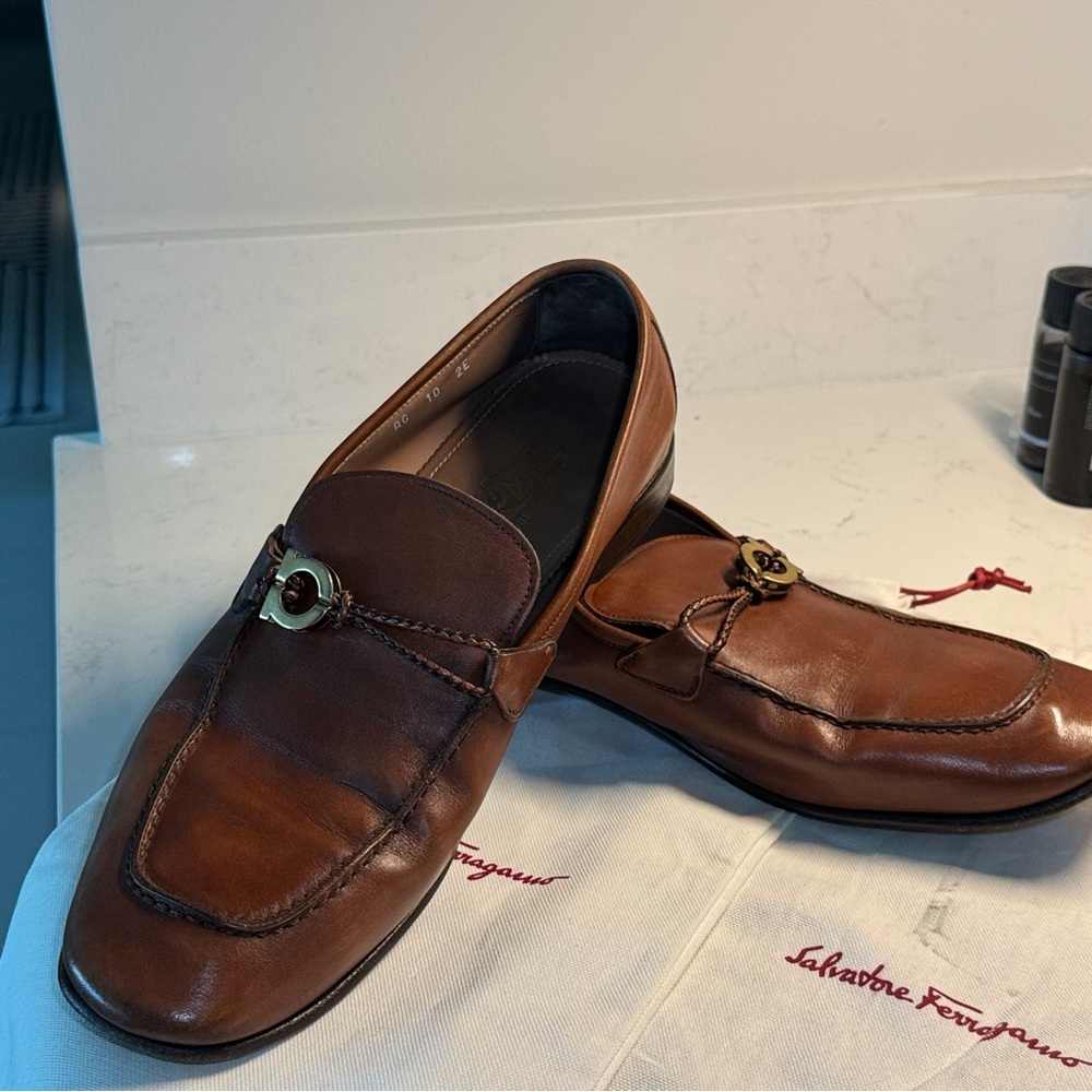 Salvatore Ferragamo Brown Slip-On Loafers with Classic Design